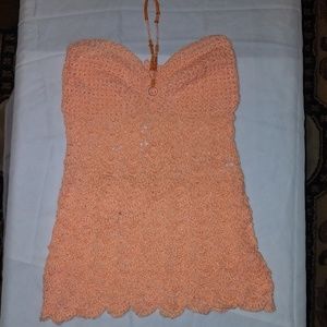 Women's peach beaded crop-top size M-L